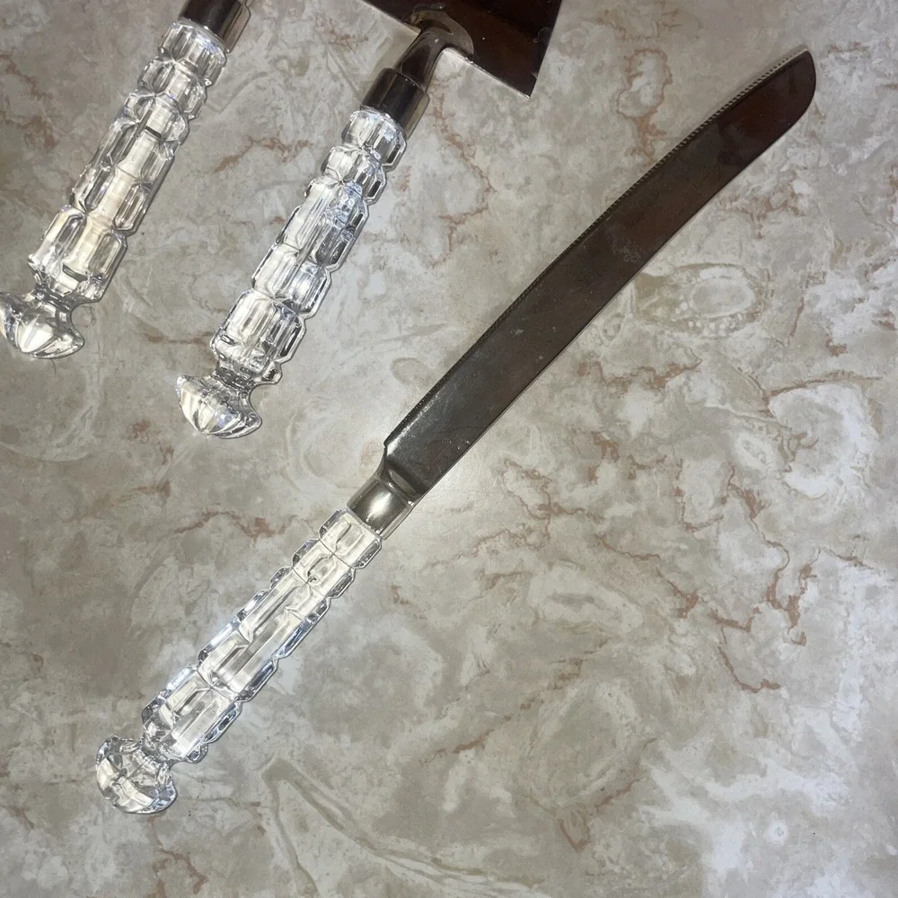 Shannon Cake Knife Crystal Handle‎ Silver Plated